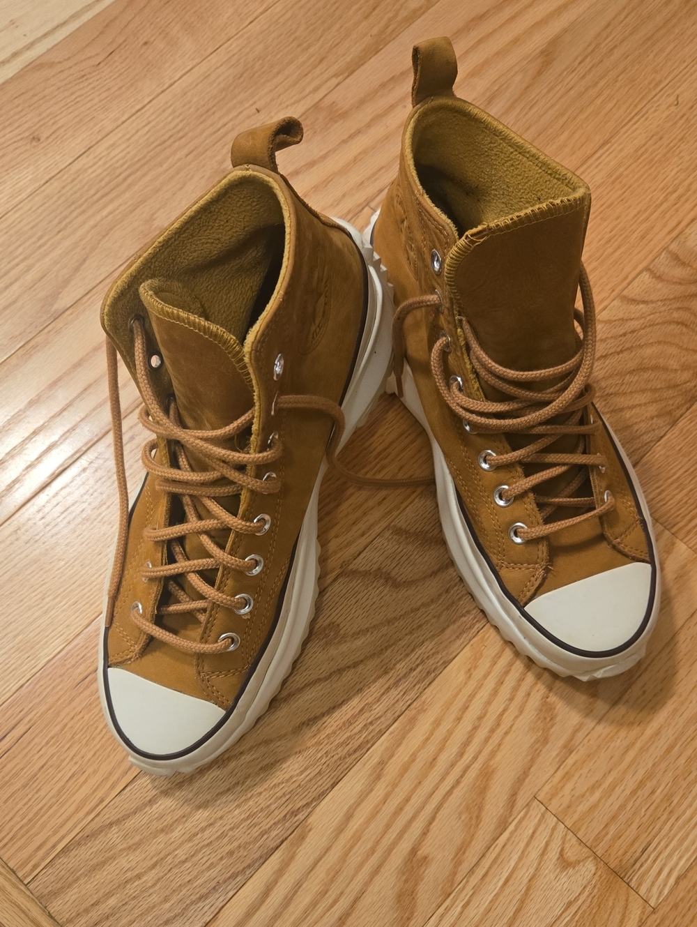 Unisex High-Top Faux Suede Sneakers in Camel Tan